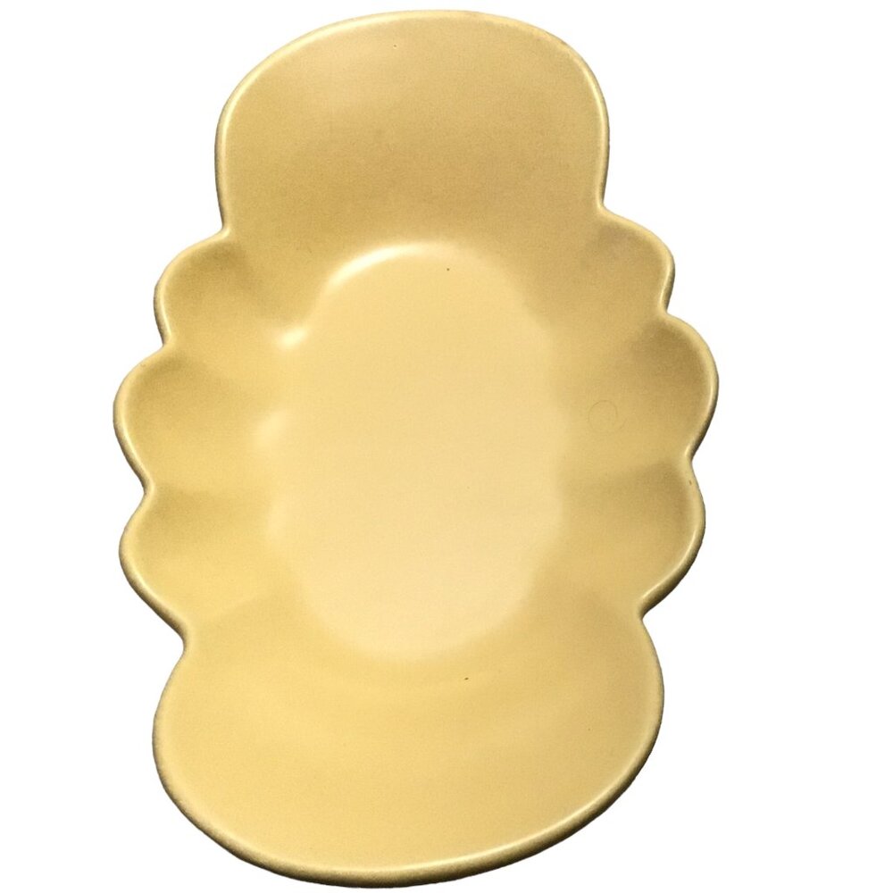 Haeger 117 Butter Yellow Scalloped Oblong Serving Dish 10.75" Candy Nut MCM Vtg